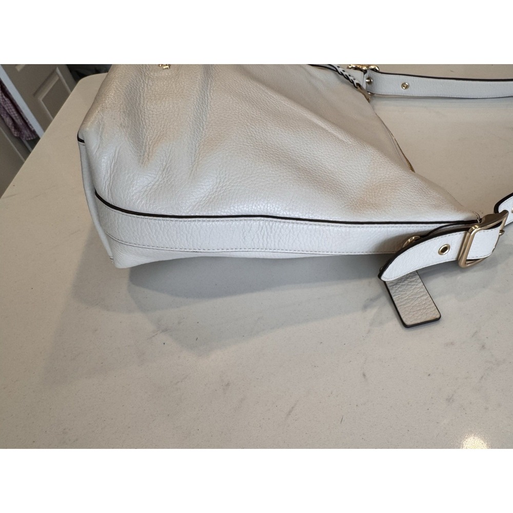 COACH C2818 Val‎ Duffle Pebble Leather Shoulder Bag Purse Chalk White Women's - Picture 14 of 16